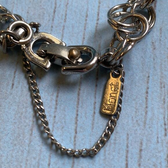 Monet‎ Vintage Double Link Silver Charm Bracelet - Picture 1 of 2